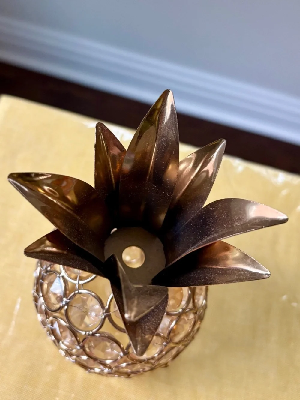 Pier 1 Gold Crystal and Metal Pineapple